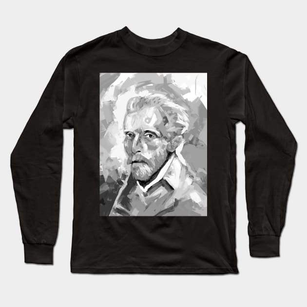 Van Gogh Black and White Long Sleeve T-Shirt by mailsoncello